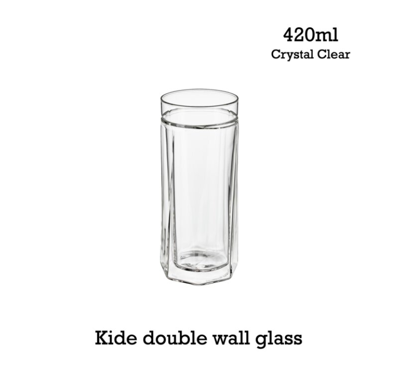 (Fiirn-Kide) Double Wall Glass 420ml- Crystal Clear