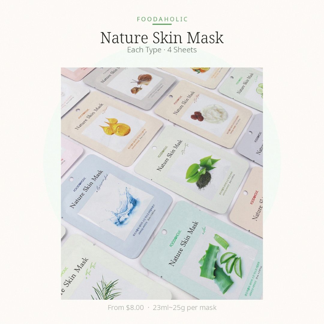 (Foodaholic) Nature Skin Mask (Each Type with 4 Sheets)