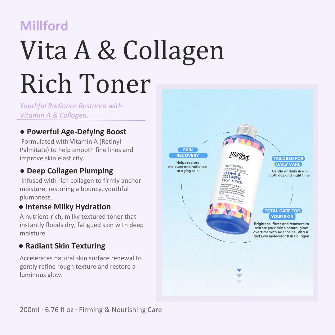 (Millford) Vita A & Collagen Rich Toner 200ml