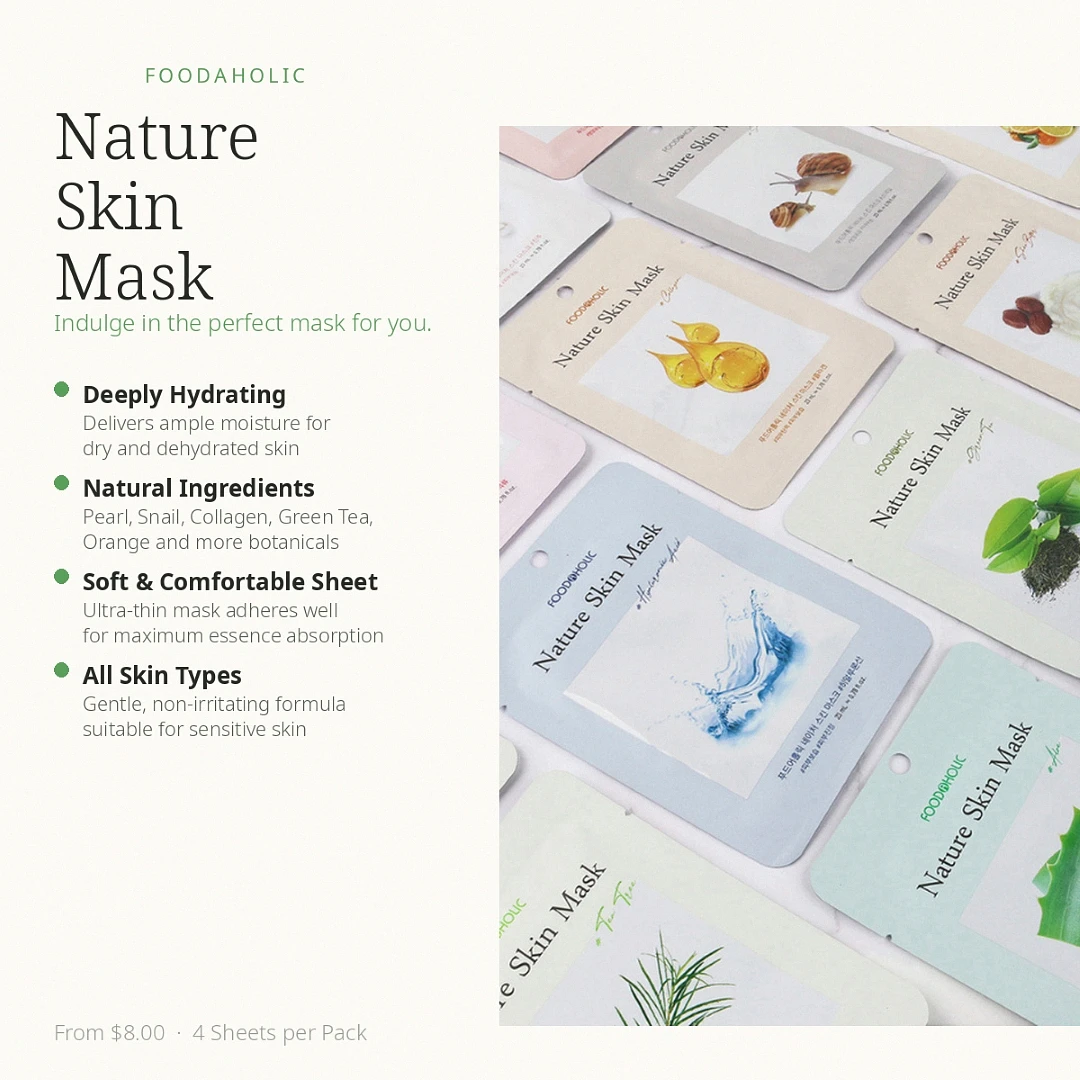 (Foodaholic) Nature Skin Mask (Each Type with 4 Sheets)