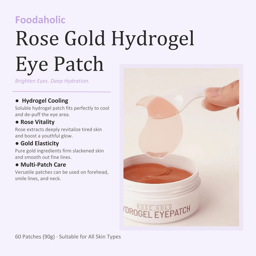 (Foodaholic) Rose Gold Hydrogel Eye Patch – 60 Patches (90g)
