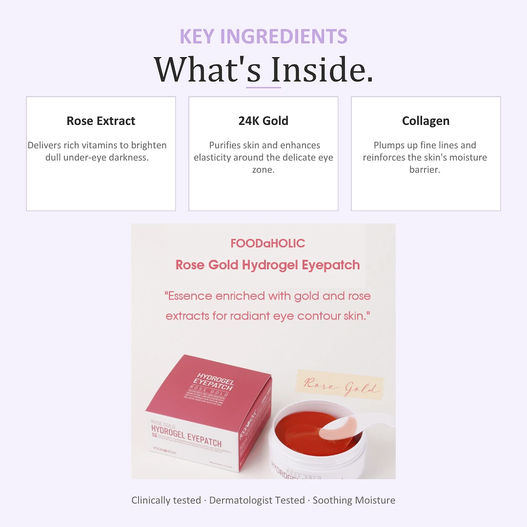 (Foodaholic) Rose Gold Hydrogel Eye Patch – 60 Patches (90g)