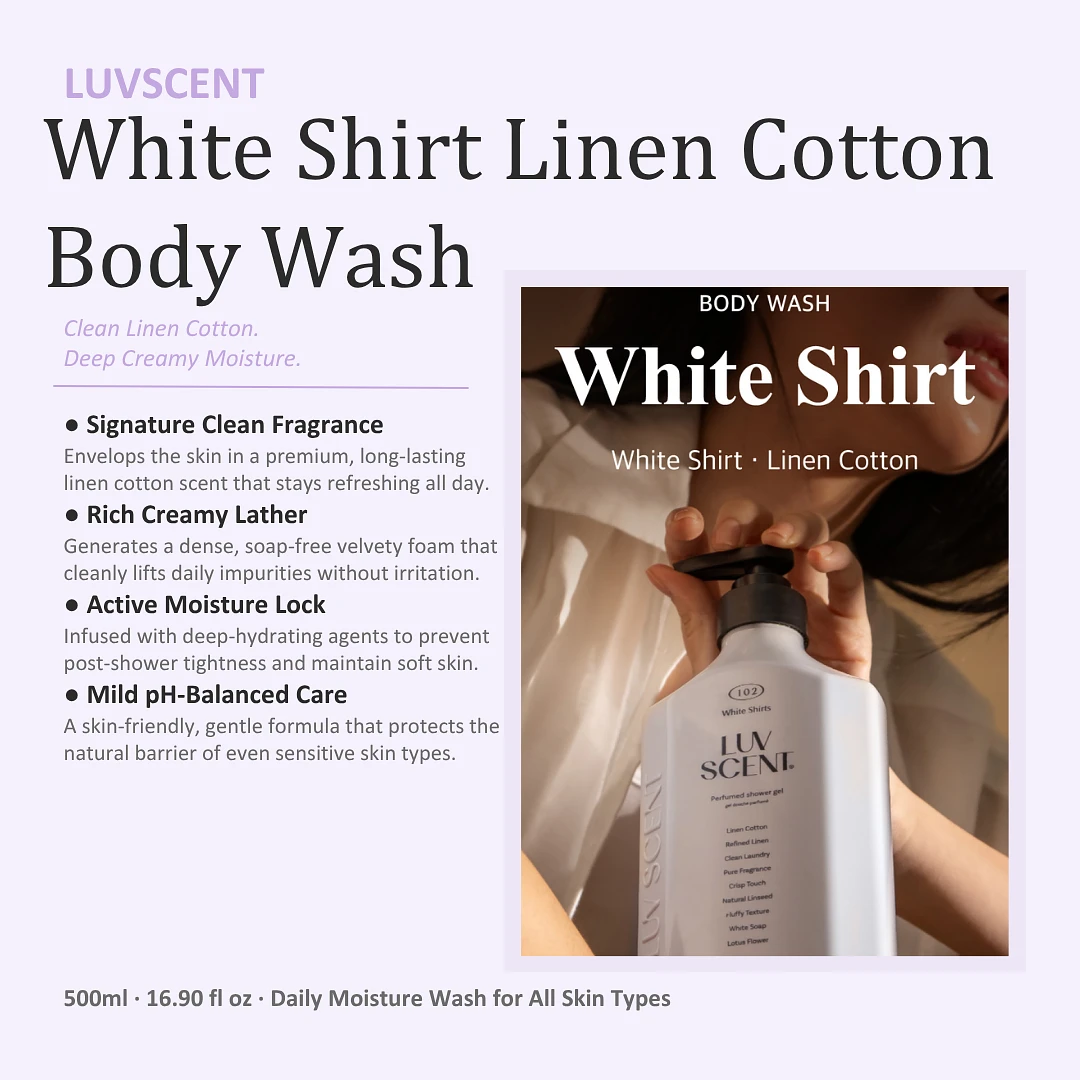 (LUVSCENT) White Shirt Linen Cotton Body Wash   500ml