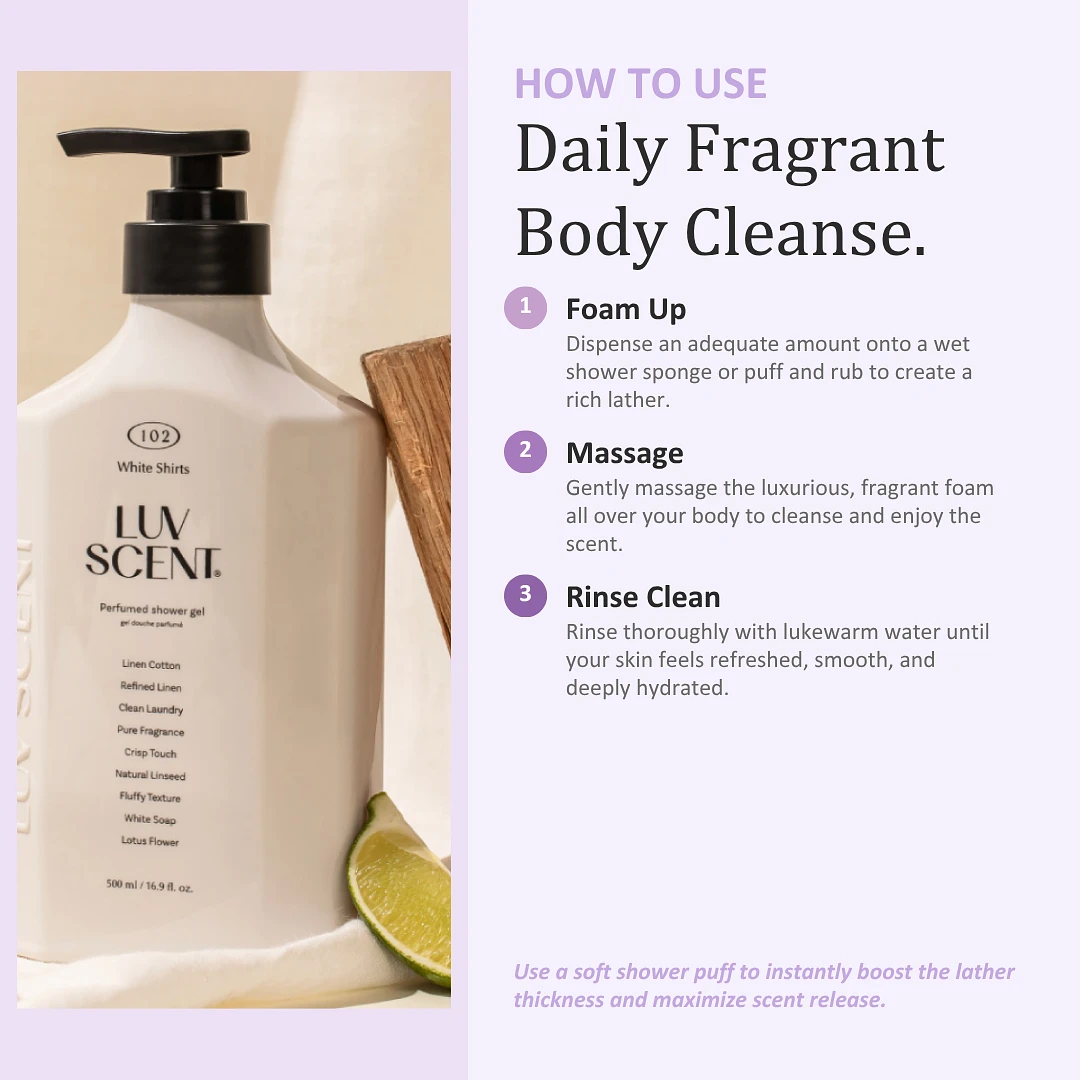 (LUVSCENT) White Shirt Linen Cotton Body Wash   500ml