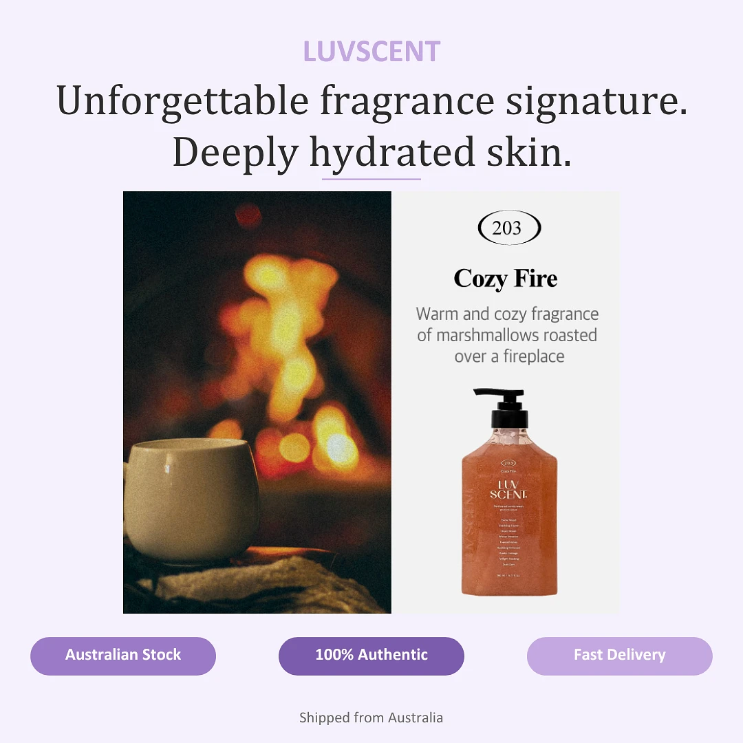 (LUVSCENT) Cozy Fire Cedarwood Scrub Body Wash 500ml