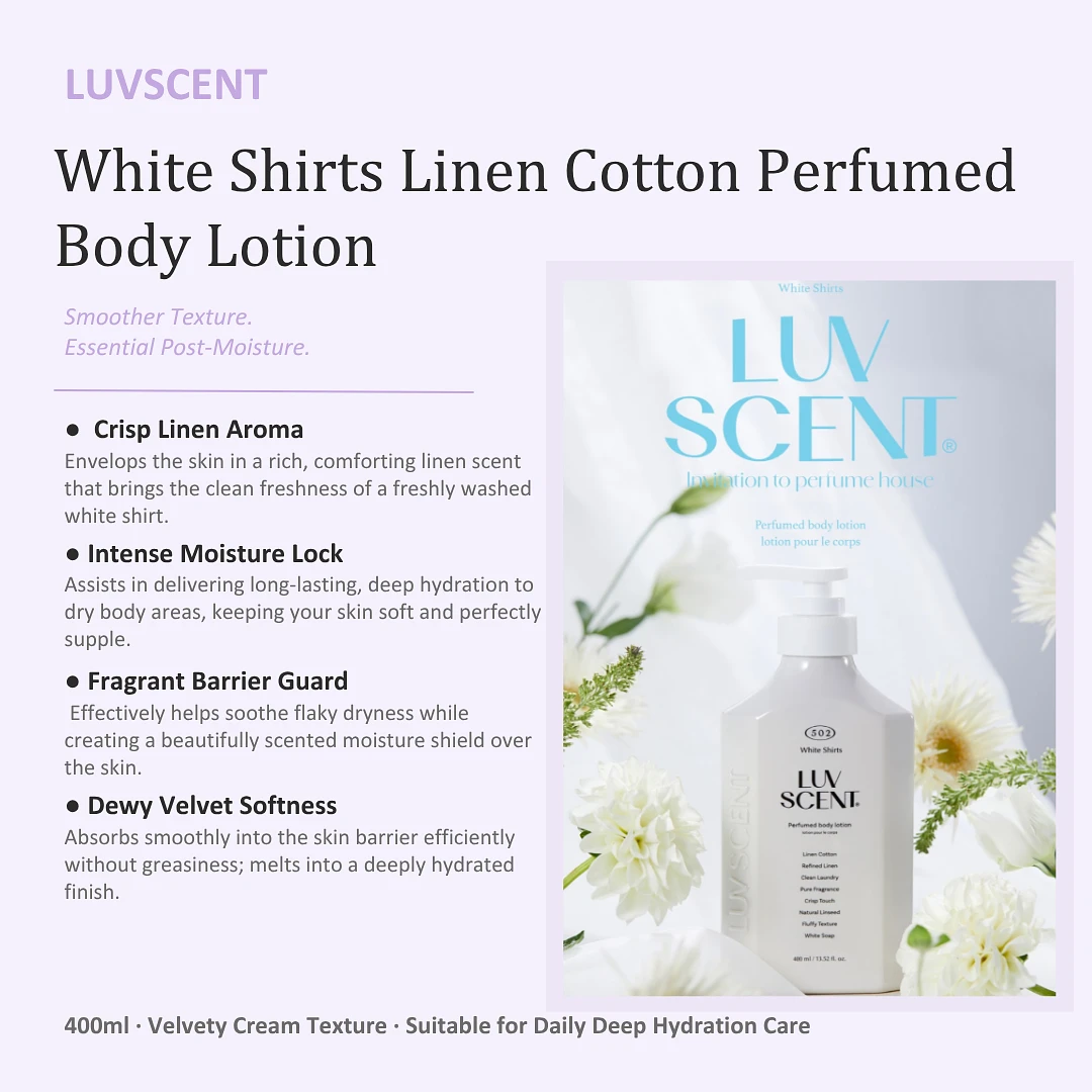 (LUVSCENT) White Shirts Linen Cotten Perfumed Body Lotion 400ml