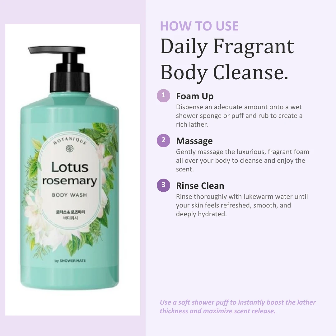 (Shower Mate) Botanique body wash 800ml (Lotus Rosemary)