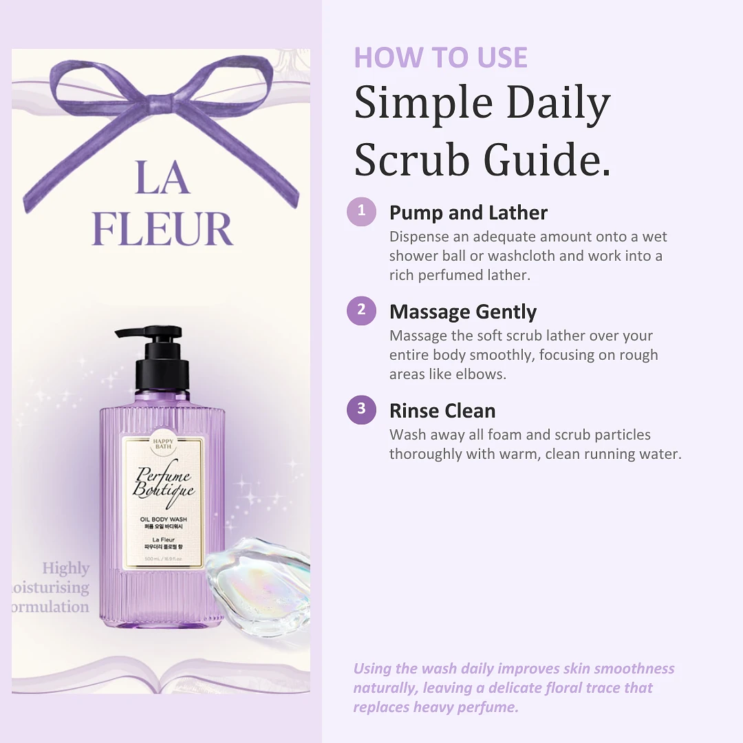 (HappyBath) Perfume Boutique Scrub Body Wash [La Fleur] - 500 ml