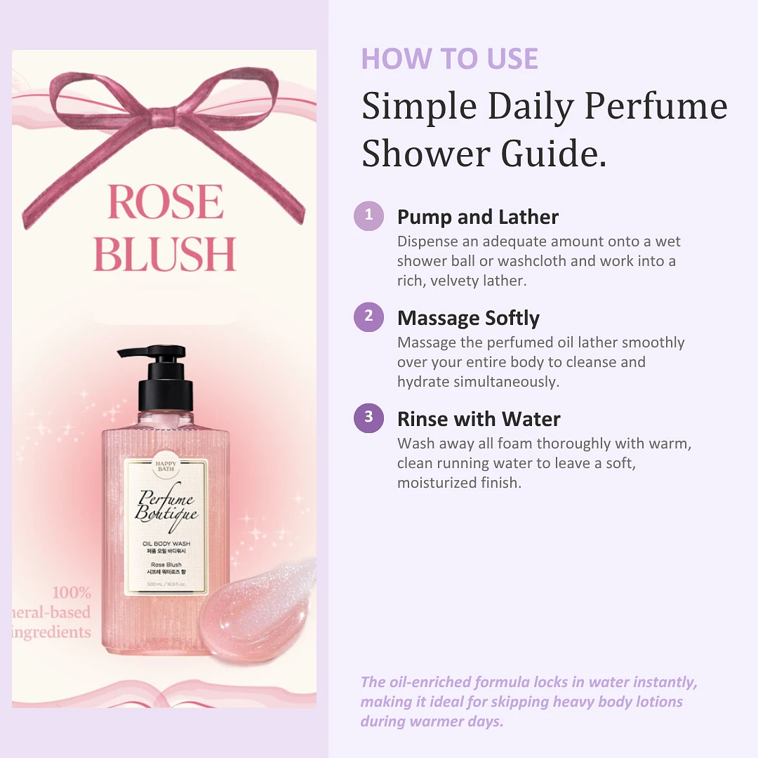 (HappyBath) Perfume Boutique Oil Body Wash [Rose Blush] - 500ml