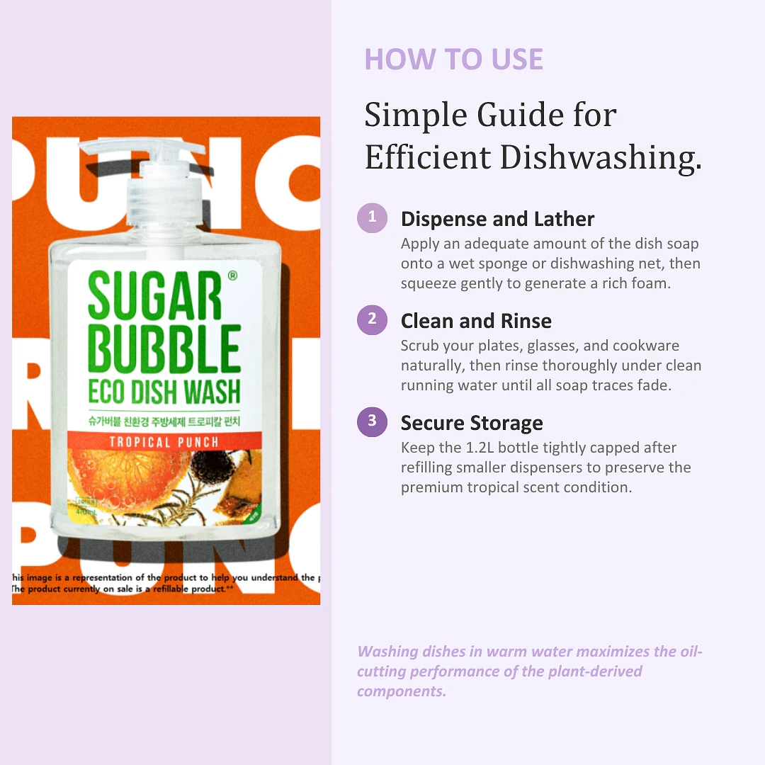 Sugar Bubble Eco Dish Wash 1.2L Refill Pack – Tropical Punch