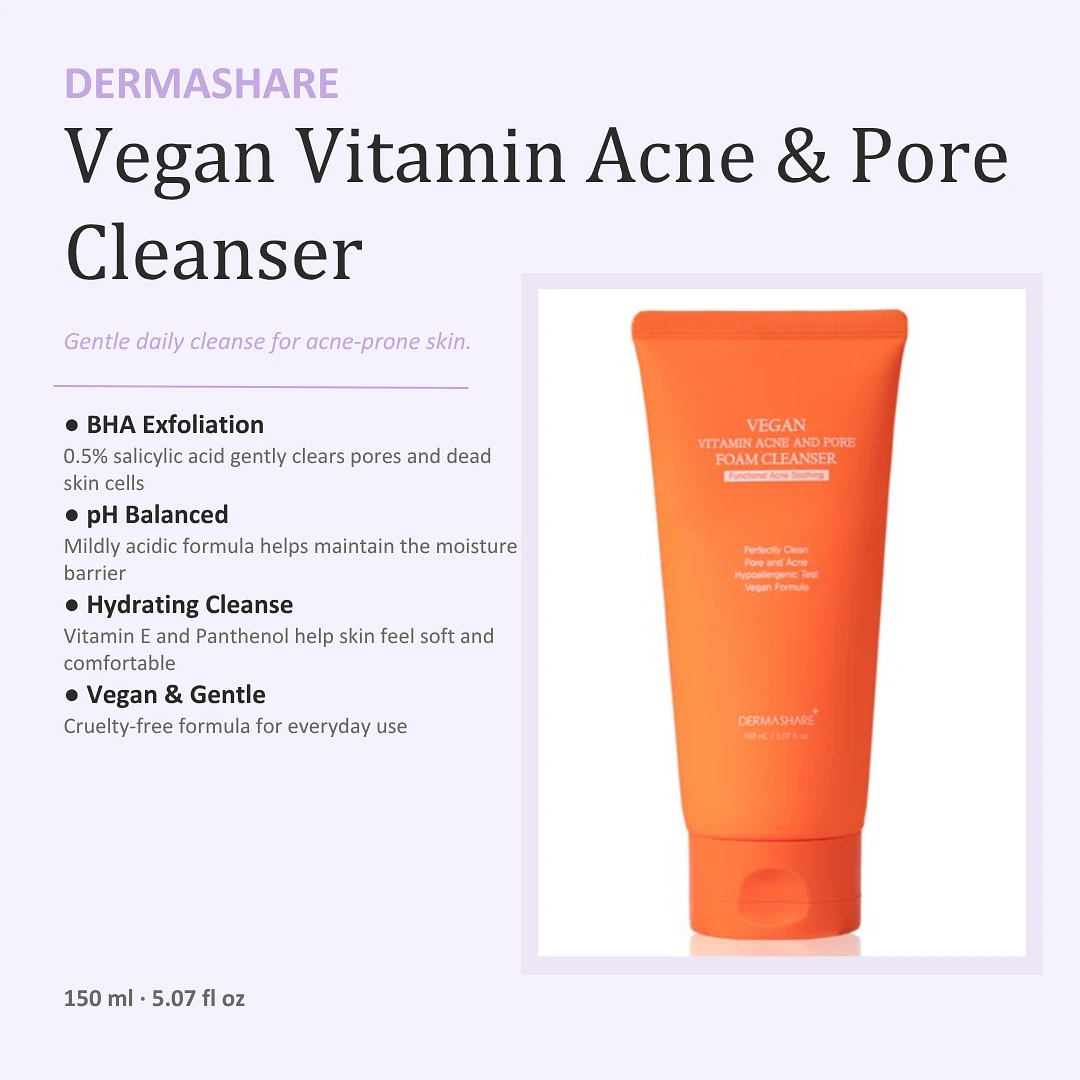  (DERMASHARE) Vegan Vitamin Acne and Pore Foam Cleanser 150ml