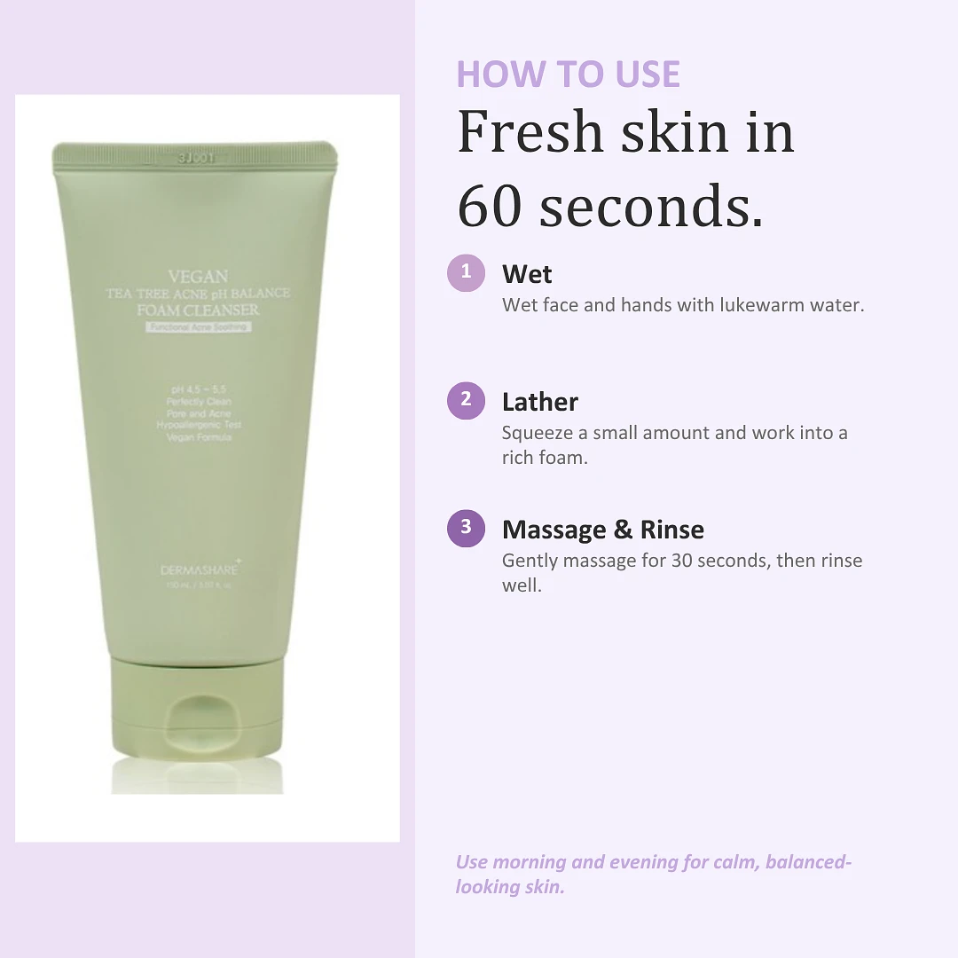 (DERMASHARE) Vegan Tea Tree Acne pH Balance Foam Cleanser 150ml