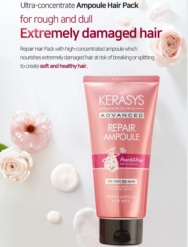 Kerasys Advanced 10X Repair Ampoule Hair Pack 300ml - Peach & Rose
