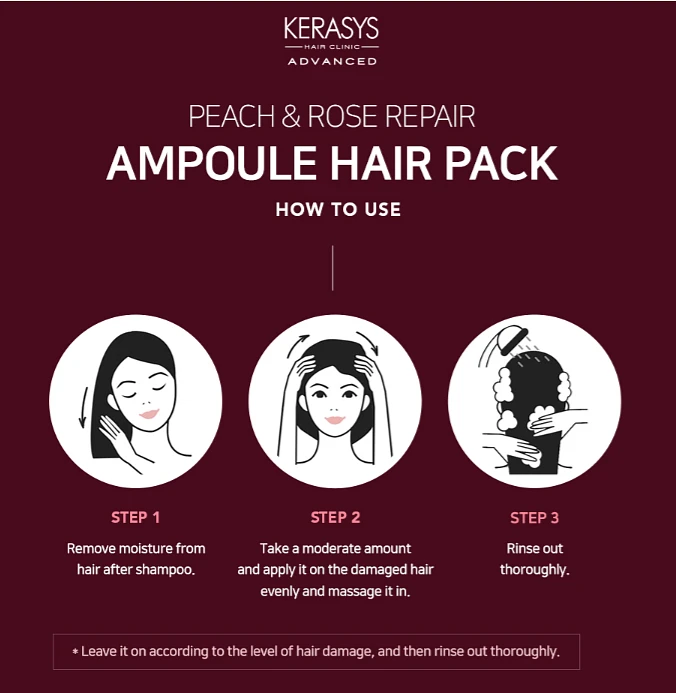 Kerasys Advanced 10X Repair Ampoule Hair Pack 300ml - Peach & Rose