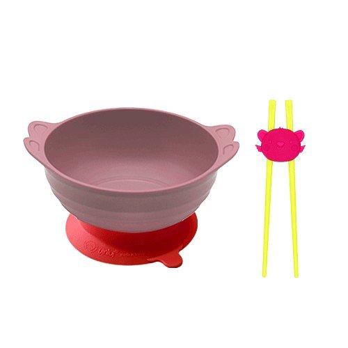 Uinlui Suction angel bowl set (Apple red -EQ chopsticks set)