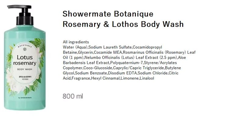 Showermate Botanique body wash 800ml (Lotus Rosemary)