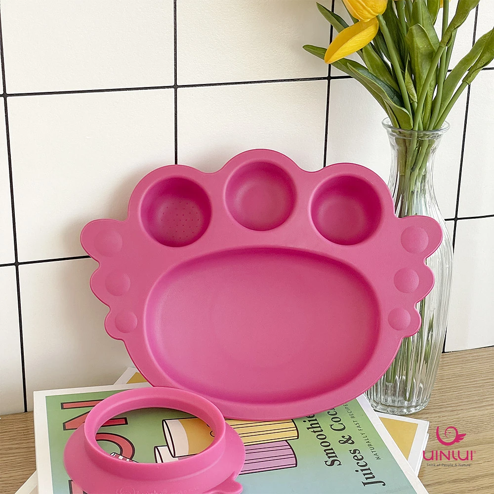 Uinlui Suction angel tray set (Berry pink)