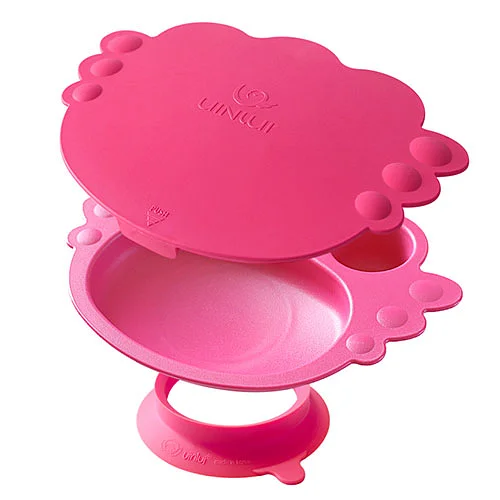Uinlui Suction angel tray set (Berry pink)