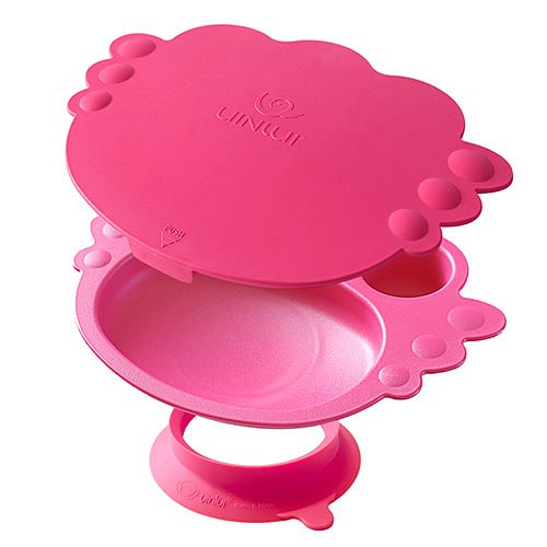 Uinlui Suction angel tray set (Berry pink)