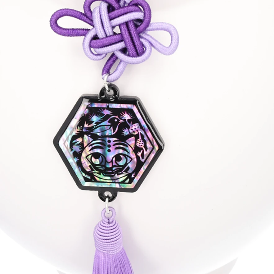 (Heemuse) Traditional Korean Norigae - Tiger & Magpie Mother-of-Pearl Keyrings (Purple)