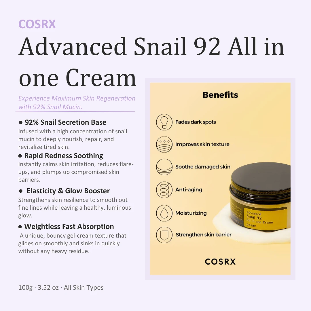 (COSRX) Advanced Snail 92 All in one Cream 100g