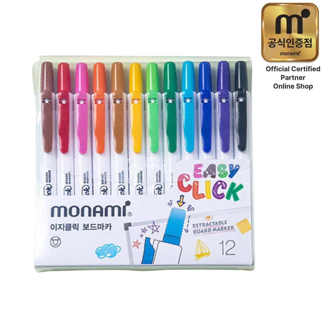 (Monami) EasyClick Board Marker Set -12 Colours
