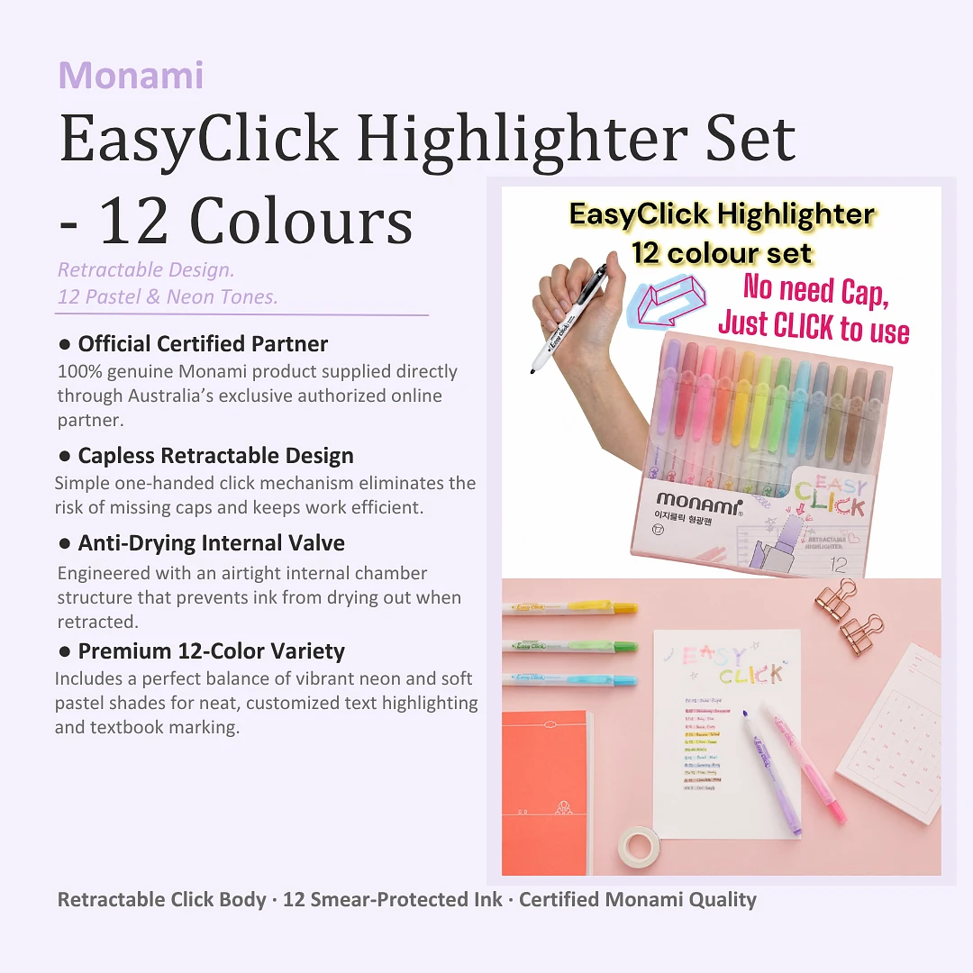 (Monami) EasyClick Highlighter Set -12 Colours