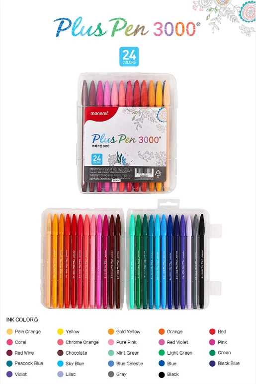 Monami Plus Pen 3000 (fiber tip pen) - 24 set