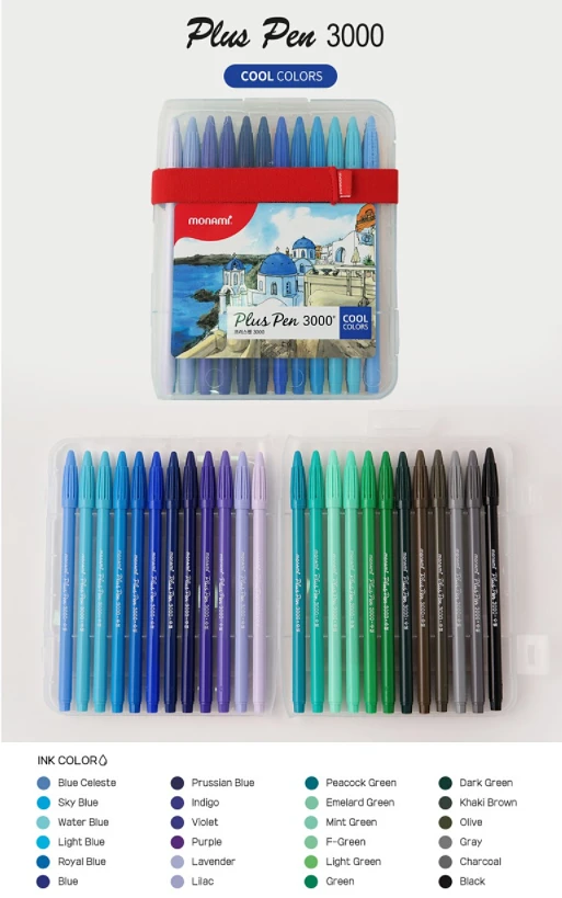 Monami Plus Pen 3000 (fiber tip pen) - 48 Set