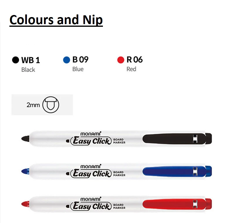 Monami EasyClick Board Marker Basic Colour