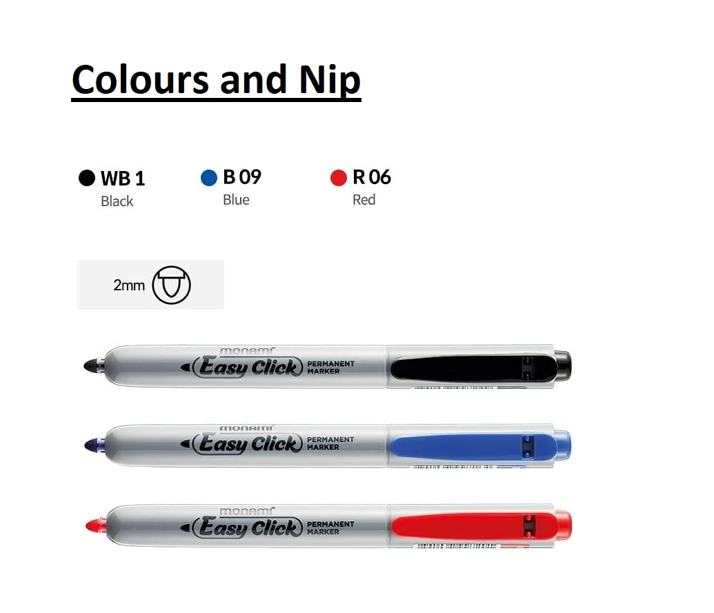 Monami EasyClick Permanent Marker Basic Colour