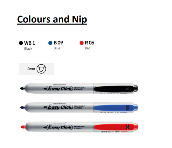 Monami EasyClick Permanent Marker Basic Colour - Image 5